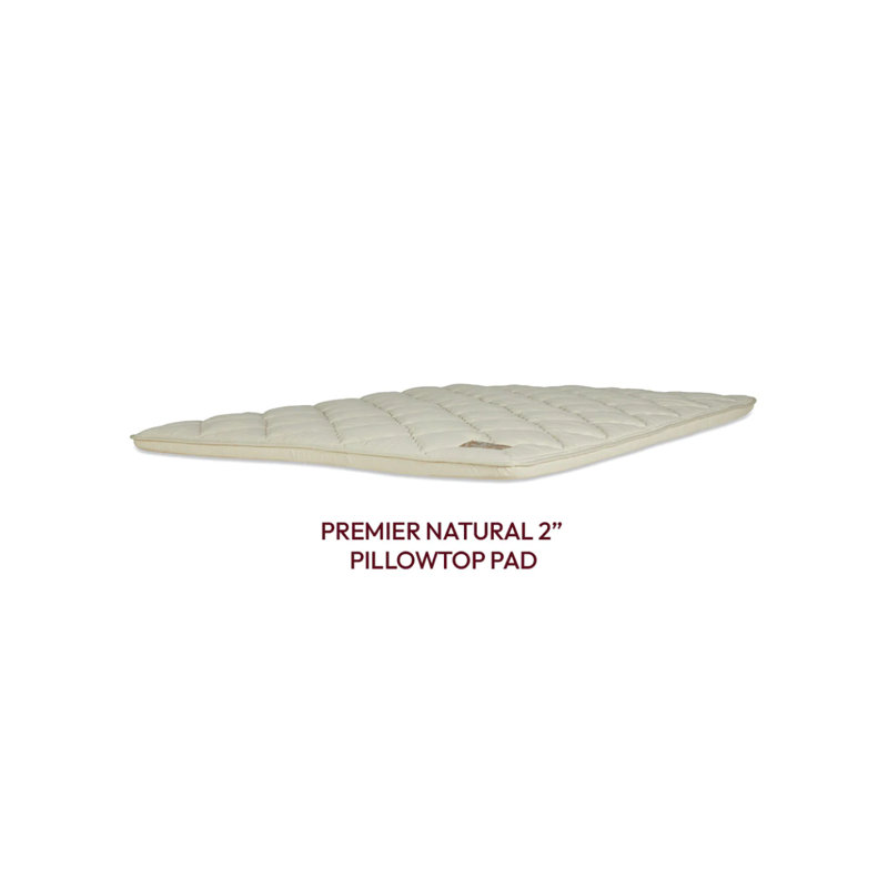 Premier Natural 2" Pillowtop Pad - Tapered Edge Construction, Twin XL