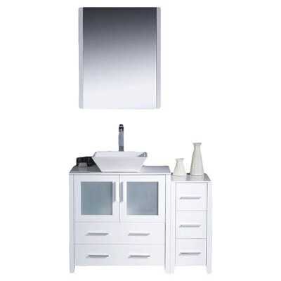 Fresca Torino 42"" Free-Standing Single Vessel Sink Bathroom Vanity Set with Mirror -  FVN62-3012WH-VSL