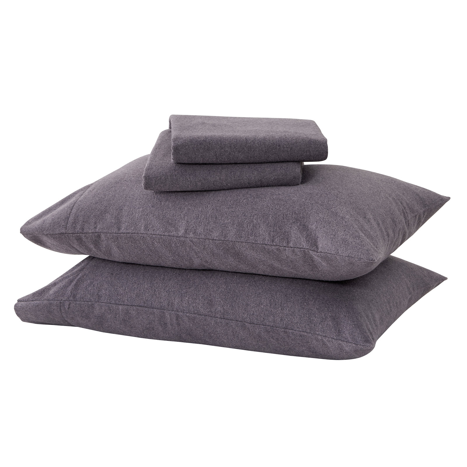 Heathered Cotton Blend Flannel Sheet Set, Twin, Heathered Acai Purple