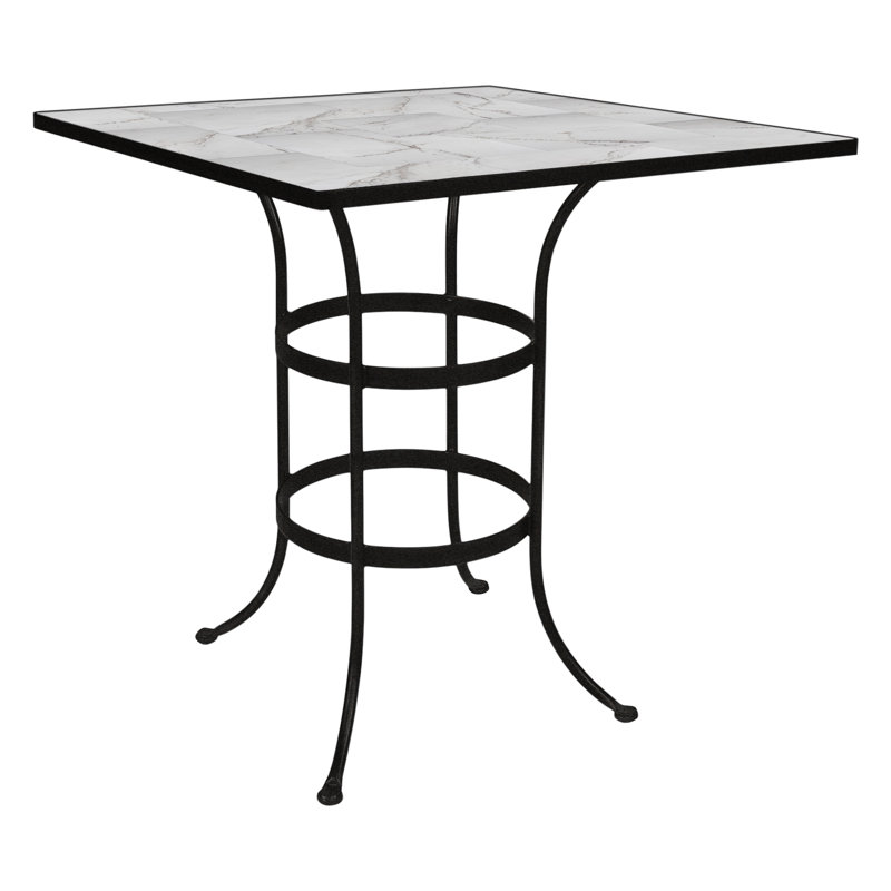 Tables Outdoor Square Bar Table, Carbon Black, Pallazo White