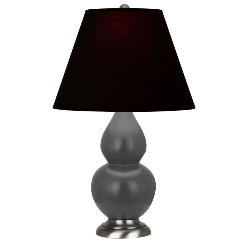 Petite lampe d'appoint à double gourde, Gris mat / argent, H 22,75 po x l 6 po x P 15 po, Noir / Rouge