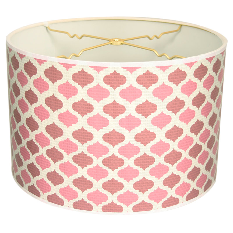 8'' H Paper Drum Lamp Shade, Pink/Red