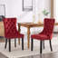 2 chaises de salle à manger en velours bourgogne. Capitonnage contemporain, structure en bois massif, coussin éponge à rebond élevé, revêtement classique élégant 2, look luxueux, assise confortable, base-1711290730-1711290733