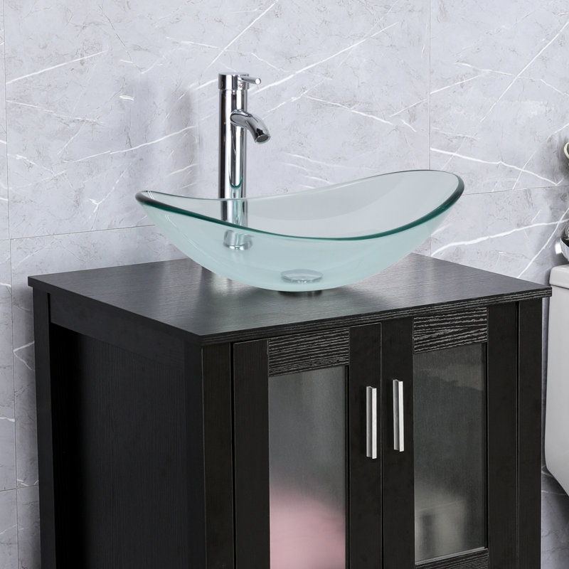 Lavabo de salle de bain en verre teinté 21 ", Clair