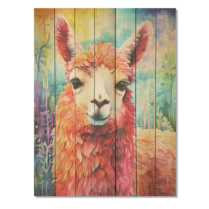 Alpaca Popart Woolen Elegance III - Alpaga sur bois imprimé, H 32 po x l 24 po