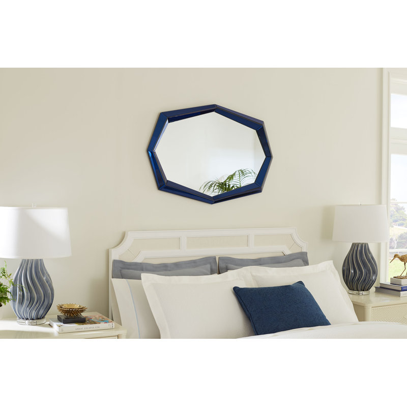 Avery Elongated Glass Mirror, Sapphire Blue