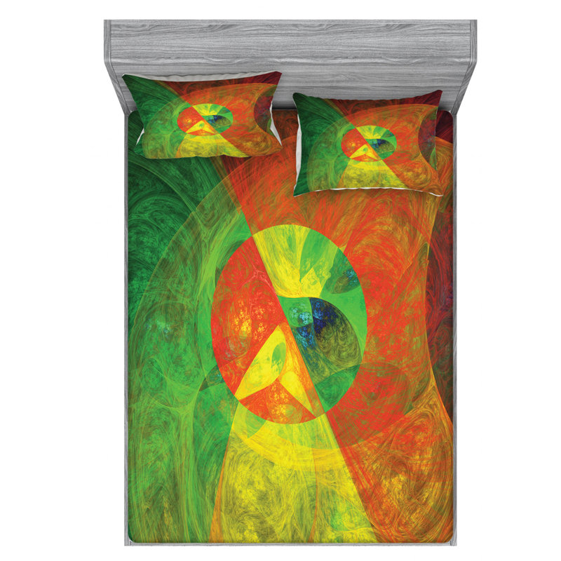 Microfiber Abstract Sheet Set, Full Sheet Set with Fitted Sheet