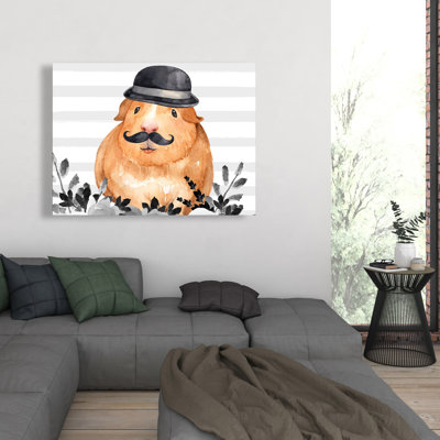 Guinea Pig Detective - Brown Illustrative Canvas for Home Decor