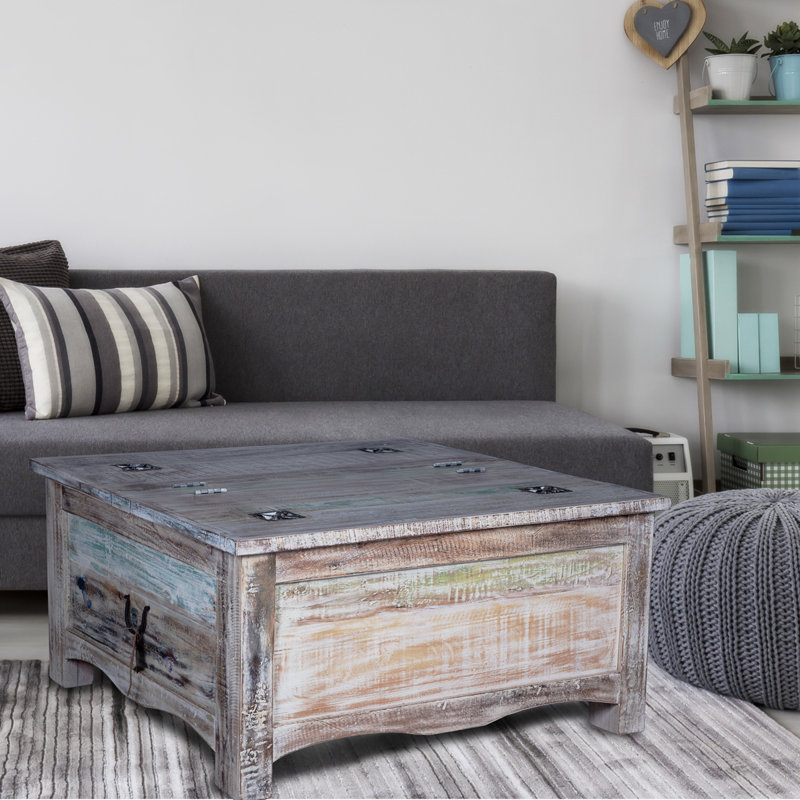 Barbagallo Solid Wood Single Coffee Table, White Washed
