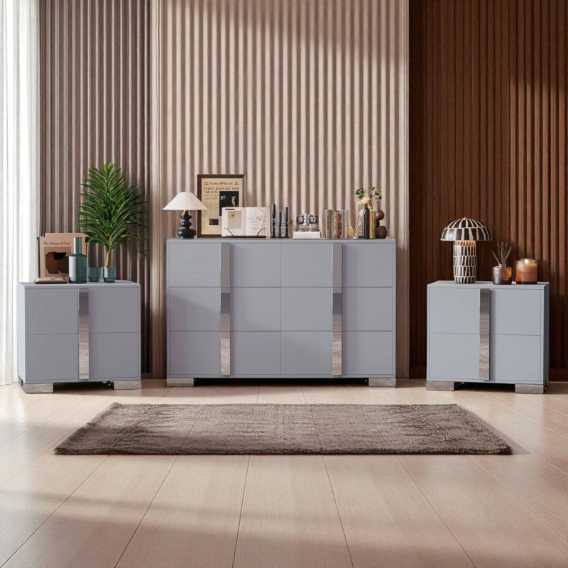 Ensemble de chambre à coucher 3 pièces, Gris