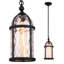 Luminaire suspendu d'extérieur en verre, lanterne suspendue d'extérieur de style industriel 18 po, base E26, noir
