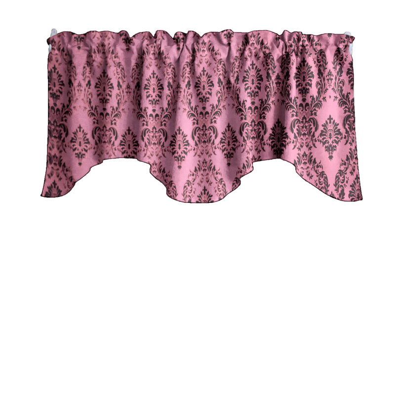 Cantonnière damassée festonnée, Noir / rose