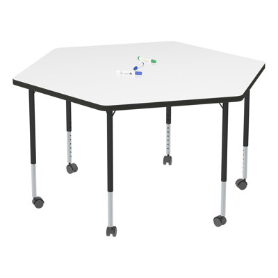 Structure Series Adjustable Height Mobile Hexagon Activity Table with Casters
