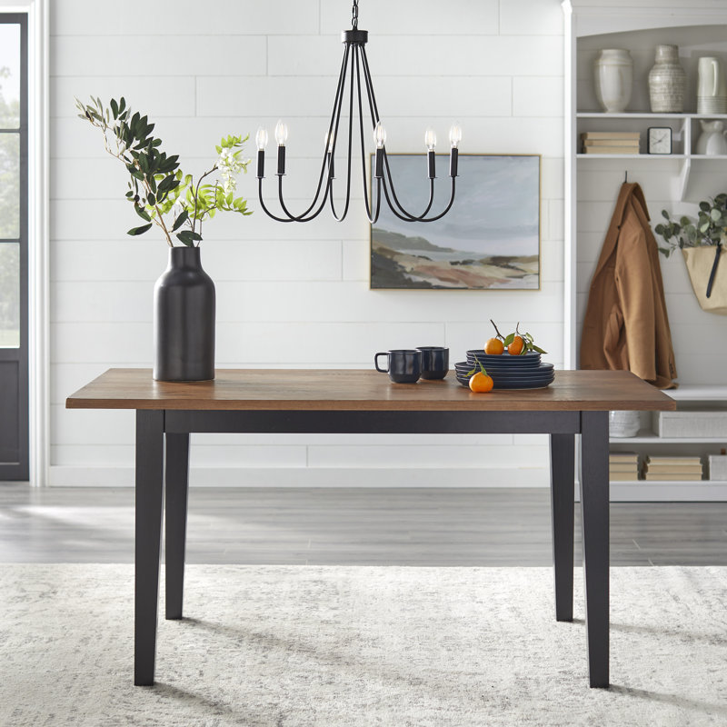 Bluefield Solid Wood Base Dining Table, Black