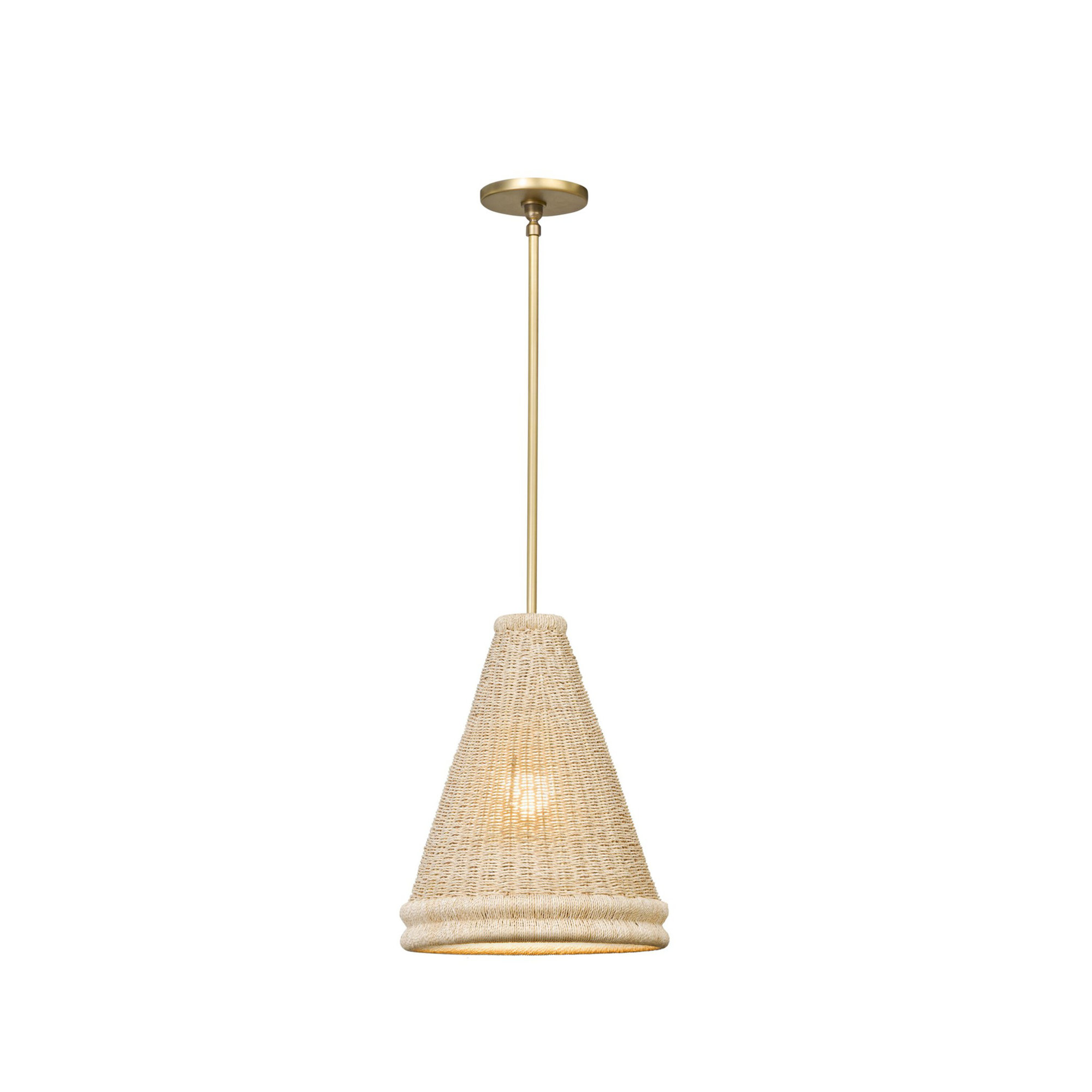 Single Light Palm Leaf Solid Brass Pendant, 18.25" H x 20" W x 20" D