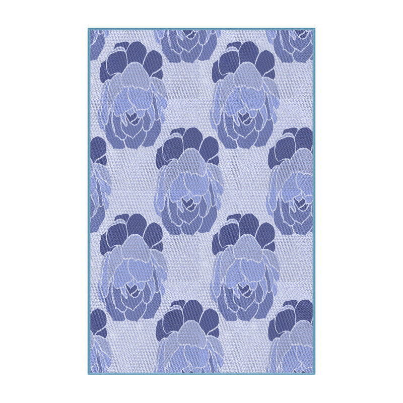 Tapis 100% à motifs lavables à la machine 2989 Pat663 BLU, Rectangle 6 pi x 9 pi