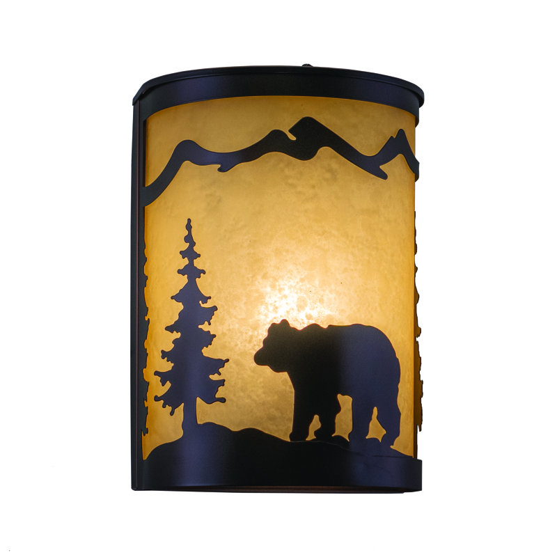 Homar 1 - Light Dimmable Cabin Lodge Flush Mount Wall Light, Bear