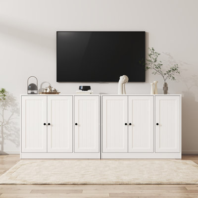 Buffet avec 3 portes, buffet de rangement pour la cuisine avec tablette réglable, buffet rustique, armoires de bar pour le salon, le vestibule, blanc
