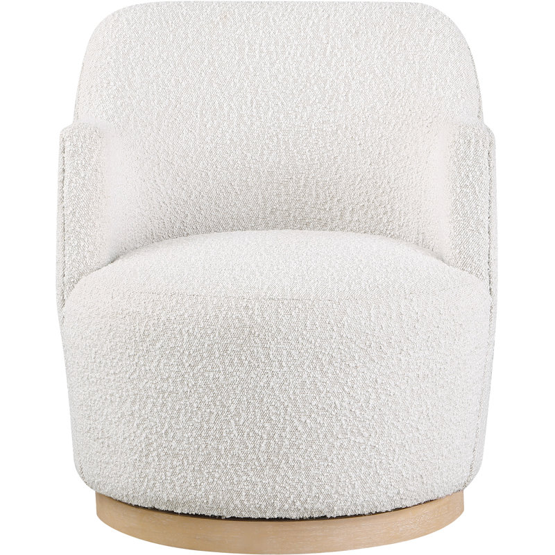 Fauteuil pivotant rembourré Ixareli, Tissu crème bouclé
