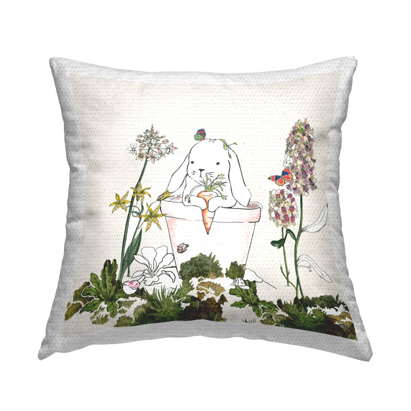 Coussin Bunny Flower Pot Botanical Lilac Floral Blooms