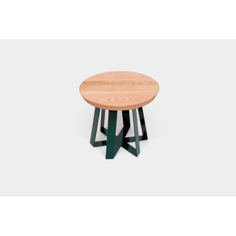 ARS Solid Wood Top End Table, Oak, Green