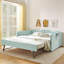 Lit de jour double, lit de jour rembourré en vichy équipé d'une base de lit gigogne escamotable et d'une pochette de rangement latérale, canapé-lit multifonctionnel en bois massif pour chambre d'enfant et chambre d'amis - Cyan-133268243-133268246
