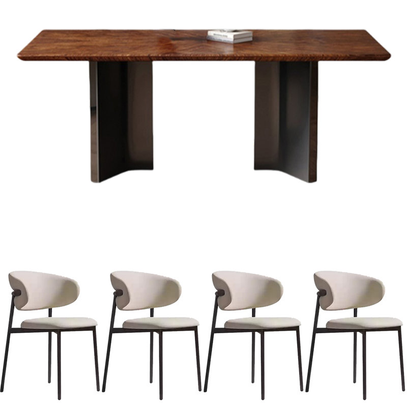 Table de salle à manger en bois massif rectangulaire en noyer noir, H 29,92 po x L 70,87 po x l 35,43 po