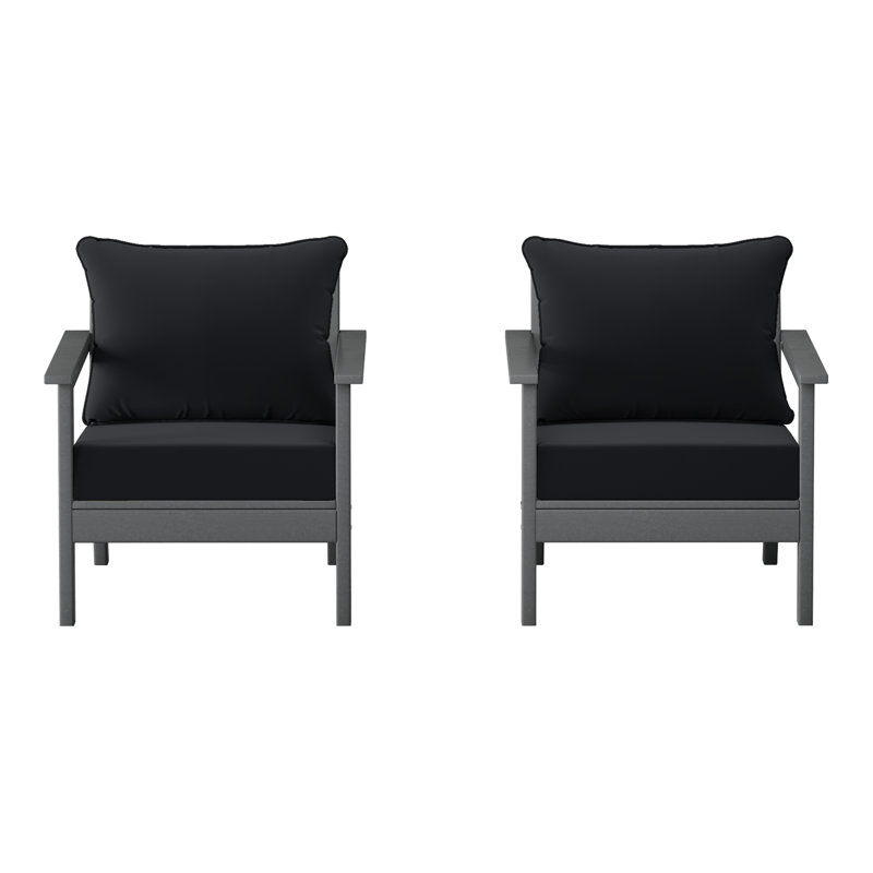 Chaise profonde avec coussins (ensemble de 2), Noir, noir, noir, noir, Gris