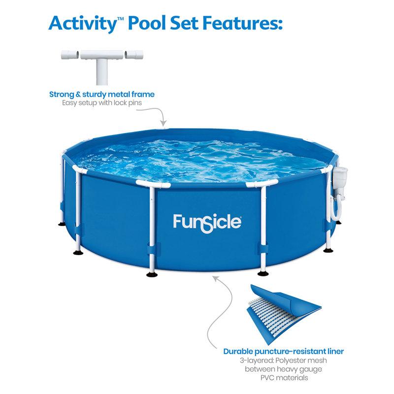 Funsicle 36” SureStep 3 Stair Pool Ladder w/ QuickSet Inflatable Pool
