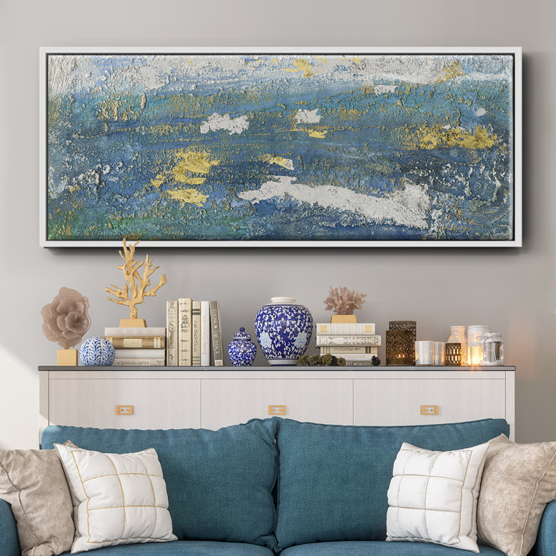 Sparkling Sea II- Framed Canvas, 12" H x 30" W