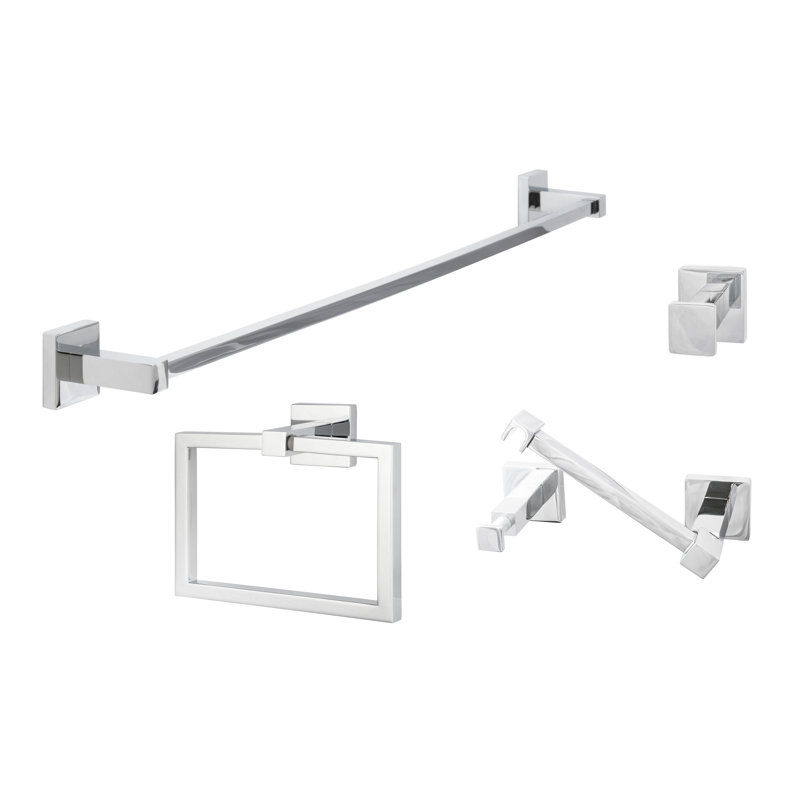 Vlora Series Bath Set, Pivot, Polished Chrome