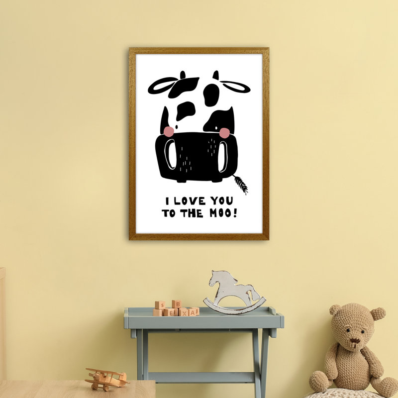 Cow by Miniofmine - Print, 63cm H x 46cm W x 3cm D, Brown Framed
