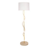 Polished African Inner Horn Floor Lamp w/ Brass & Cream Cow Accents