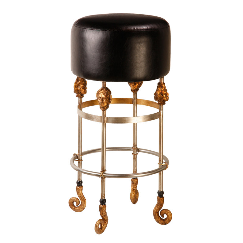 Armory 31" Bar Stool, Black, Bar Stool (31" Seat Height), Gold