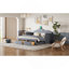 Lit de jour simple rembourré avec dossier en forme de nuage, lit gigogne, 2 tiroirs et ports USB-118097642