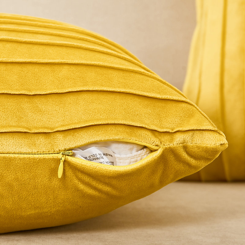 Housse de coussin en velours WARISI, Jaune, 18 po x 18 po