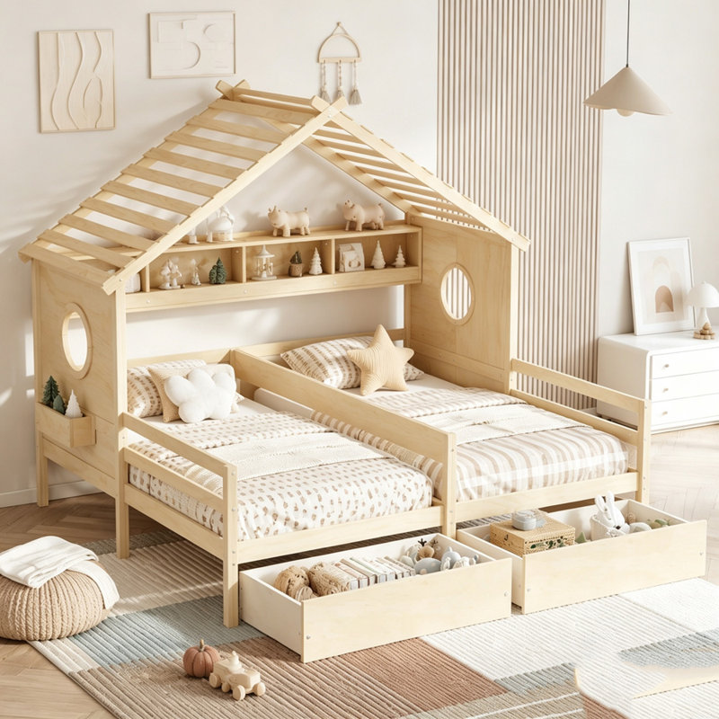 Lit superposé simple pour enfants avec rangement