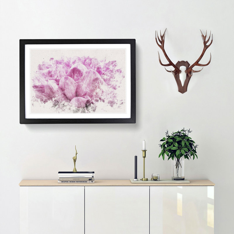 Pink Petals of a Chrysanthemum - Picture Frame Graphic Art Print, 62cm H x 87cm W x 2cm D, Black Framed