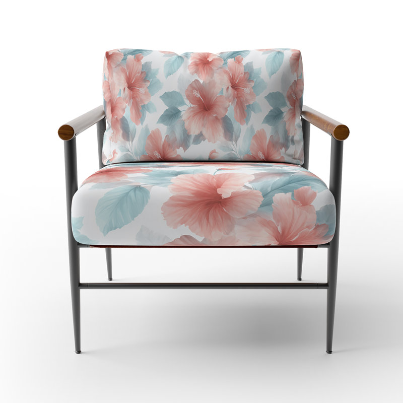 Chaise rembourrée Coastal Hibiscus Breeze, Accoudoirs ronds