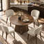 Ensemble de salle à manger 5 pièces de style traditionnel moderne avec table ronde sur pied central et 4 chaises rembourrées-2100986747