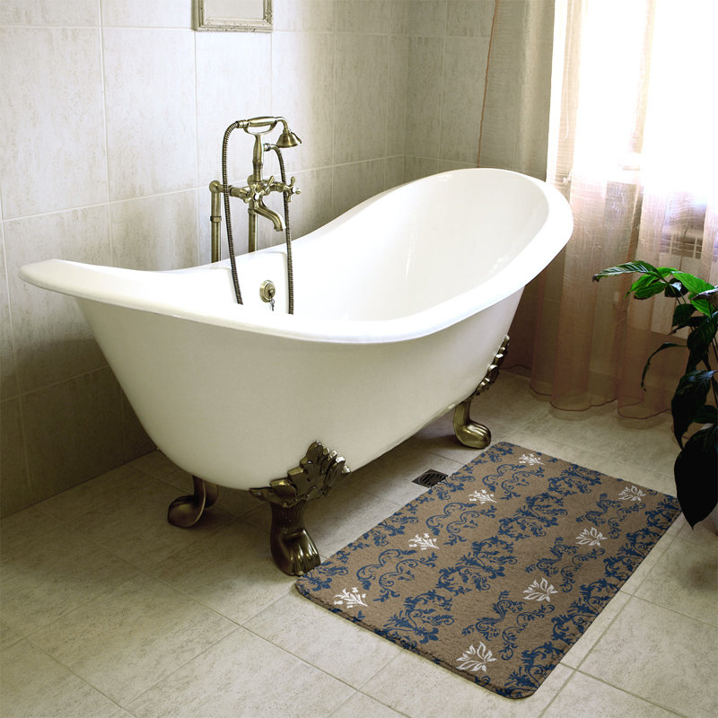 Tapis pour salle de bain St Louis, l 17 po x L 24 po, Bleu millénaire / or nouveau siècle / blanc