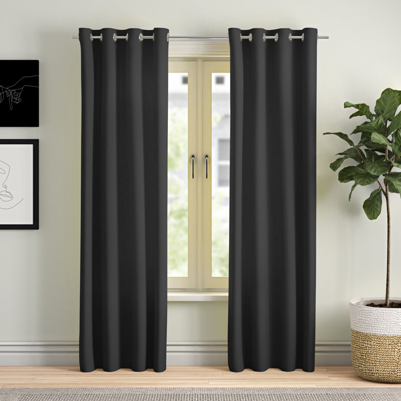 Zoee Eyelet Blackout Curtain, 145cm Width x 220cm Drop, Black