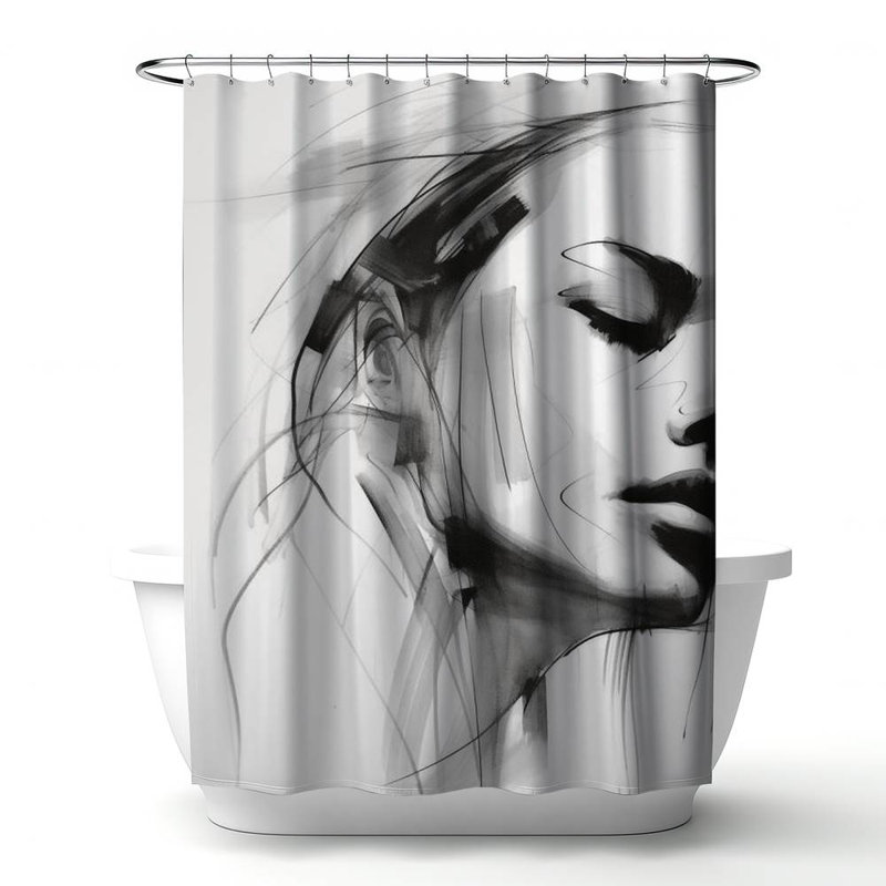 Shower Curtain FI99 – Polyester Shower Curtain, Dye Sublimation Print, 71" W × 74" L