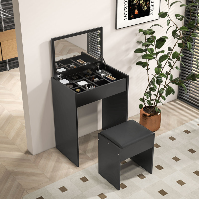 Ensemble de coiffeuse avec tabouret miroir