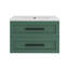 Ensemble de meuble-lavabo simple mural 30 po vert avec lavabo en céramique intégré