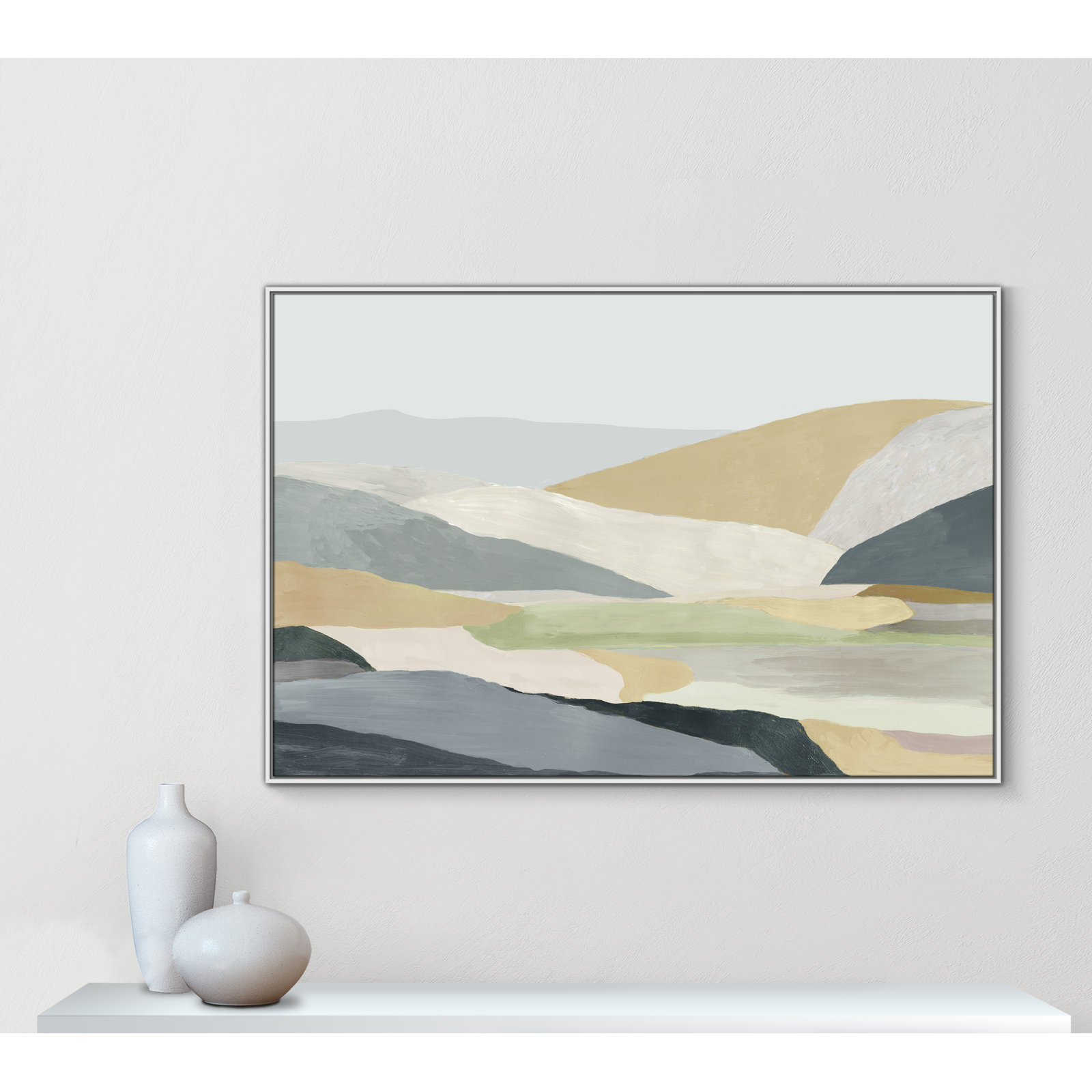 Blair "Warm Hills I" Painting, White Canvas , 41.5" H x 61.5" W x 2" D