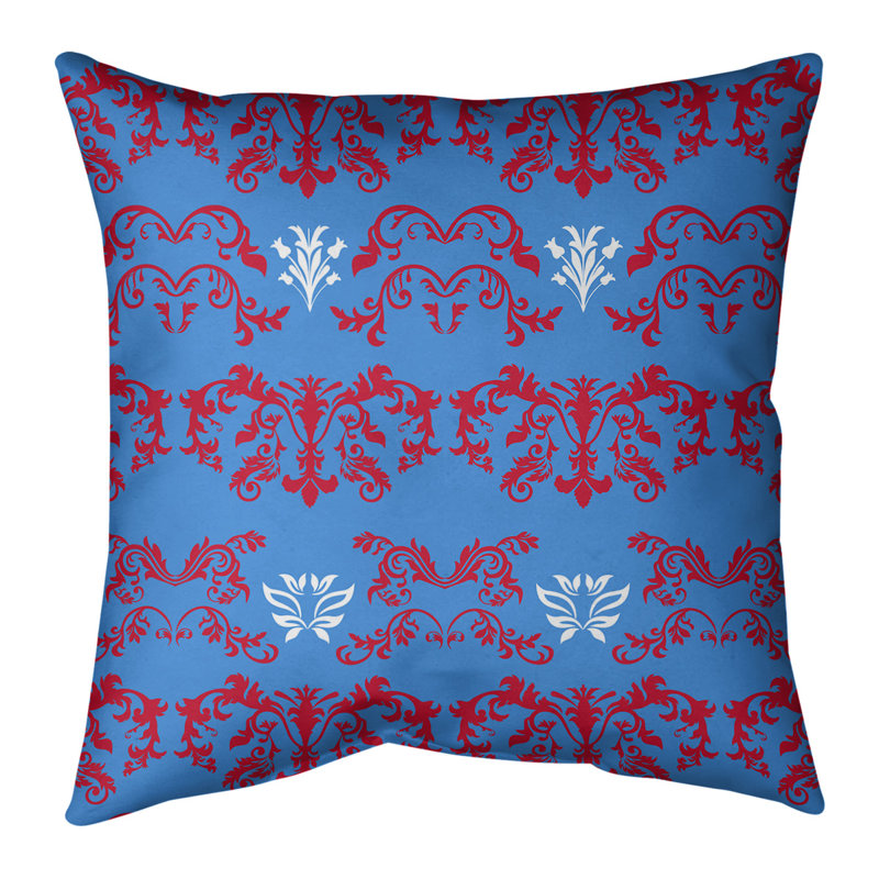 Housse de coussin carré Houston Houston, Croisé en coton, Bleu / rose / blanc, 14 po x 14 po