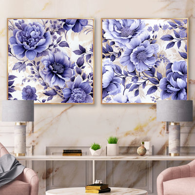Coastal Victorian Tranquility Victorian Pattern - Floral Square Collage Set Of 2