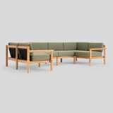 Haven 8-Piece U-Shaped Teak Outdoor Sectional with Sunbrella Cushions and Wooden Armrest