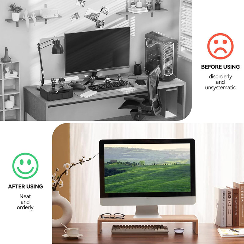 59" Natural Desktop Workspace for Computer / Laptop/ TV Printer